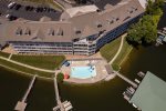 DRONE VIEW OF COMPLEX & SWIMMING POOL